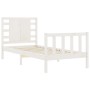 White solid wood bed frame with headboard 90x200 cm by vidaXL, Beds and slatted bases - Ref: Foro24-3192802, Price: 121,45 €,...