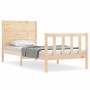 Bed frame with solid wood headboard 90x200 cm by vidaXL, Beds and slatted bases - Ref: Foro24-3192736, Price: 92,83 €, Discou...