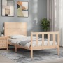 Bed frame with solid wood headboard 90x200 cm by vidaXL, Beds and slatted bases - Ref: Foro24-3192736, Price: 92,83 €, Discou...