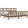 Estructura cama y cabecero madera maciza marrón miel 200x200 cm de vidaXL, Camas y somieres - Ref: Foro24-3192514, Precio: 16...