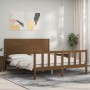 Estructura de cama matrimonio con cabecero madera marrón miel de vidaXL, Camas y somieres - Ref: Foro24-3192759, Precio: 173,...