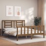 Estructura de cama matrimonio con cabecero madera marrón miel de vidaXL, Camas y somieres - Ref: Foro24-3192889, Precio: 156,...