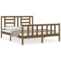 Estructura de cama matrimonio con cabecero madera marrón miel de vidaXL, Camas y somieres - Ref: Foro24-3192889, Precio: 156,...