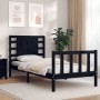 Bed frame with black solid wood headboard 90x200 cm by vidaXL, Beds and slatted bases - Ref: Foro24-3192805, Price: 150,39 €,...