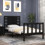 Bed frame with black solid wood headboard 90x200 cm by vidaXL, Beds and slatted bases - Ref: Foro24-3192805, Price: 150,39 €,...