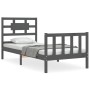 Estructura de cama con cabecero madera maciza gris de vidaXL, Camas y somieres - Ref: Foro24-3192523, Precio: 103,71 €, Descu...