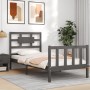 Estructura de cama con cabecero madera maciza gris de vidaXL, Camas y somieres - Ref: Foro24-3192523, Precio: 103,71 €, Descu...