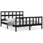 Bed frame with black solid wood headboard 160x200 cm by vidaXL, Beds and slatted bases - Ref: Foro24-3193025, Price: 180,29 €...