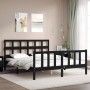 Bed frame with black solid wood headboard 160x200 cm by vidaXL, Beds and slatted bases - Ref: Foro24-3193025, Price: 180,29 €...