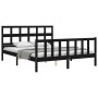 Bed frame with black solid wood headboard 160x200 cm by vidaXL, Beds and slatted bases - Ref: Foro24-3193025, Price: 180,29 €...