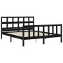 Bed frame with black solid wood headboard 160x200 cm by vidaXL, Beds and slatted bases - Ref: Foro24-3193025, Price: 180,29 €...