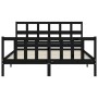 Bed frame with black solid wood headboard 160x200 cm by vidaXL, Beds and slatted bases - Ref: Foro24-3193025, Price: 180,29 €...