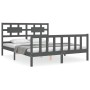 Estructura de cama matrimonio con cabecero madera maciza gris de vidaXL, Camas y somieres - Ref: Foro24-3192563, Precio: 175,...