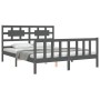 Estructura de cama matrimonio con cabecero madera maciza gris de vidaXL, Camas y somieres - Ref: Foro24-3192563, Precio: 175,...