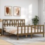 Honey brown wooden bed frame with headboard 160x200 cm by vidaXL, Beds and slatted bases - Ref: Foro24-3192504, Price: 165,79...