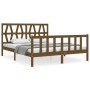 Honey brown wooden bed frame with headboard 160x200 cm by vidaXL, Beds and slatted bases - Ref: Foro24-3192504, Price: 165,79...