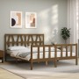 Honey brown wooden bed frame with headboard 160x200 cm by vidaXL, Beds and slatted bases - Ref: Foro24-3192504, Price: 165,79...