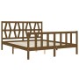 Honey brown wooden bed frame with headboard 160x200 cm by vidaXL, Beds and slatted bases - Ref: Foro24-3192504, Price: 165,79...