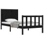 Estructura de cama individual con cabecero madera maciza negro de vidaXL, Camas y somieres - Ref: Foro24-3192585, Precio: 140...