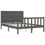 Estructura de cama con cabecero madera maciza gris 120x200 cm de vidaXL, Camas y somieres - Ref: Foro24-3192748, Precio: 152,...