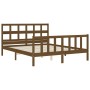 Honey brown wooden bed frame with headboard 160x200 cm by vidaXL, Beds and slatted bases - Ref: Foro24-3193024, Price: 166,99...