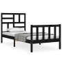 Bed frame with black solid wood headboard 90x200 cm by vidaXL, Beds and slatted bases - Ref: Foro24-3193065, Price: 138,18 €,...