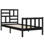 Bed frame with black solid wood headboard 90x200 cm by vidaXL, Beds and slatted bases - Ref: Foro24-3193065, Price: 138,18 €,...