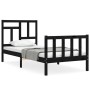 Estructura de cama individual con cabecero madera maciza negro de vidaXL, Camas y somieres - Ref: Foro24-3193105, Precio: 124...