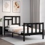 Estructura de cama individual con cabecero madera maciza negro de vidaXL, Camas y somieres - Ref: Foro24-3193105, Precio: 124...