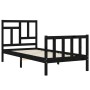 Estructura de cama individual con cabecero madera maciza negro de vidaXL, Camas y somieres - Ref: Foro24-3193105, Precio: 124...