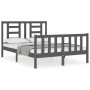 Gray solid wood bed frame with headboard 140x190 cm by vidaXL, Beds and slatted bases - Ref: Foro24-3192863, Price: 143,39 €,...