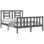 Gray solid wood bed frame with headboard 140x190 cm by vidaXL, Beds and slatted bases - Ref: Foro24-3192863, Price: 143,39 €,...