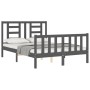 Double bed frame with gray solid wood headboard by vidaXL, Beds and slatted bases - Ref: Foro24-3192853, Price: 153,55 €, Dis...