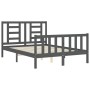 Double bed frame with gray solid wood headboard by vidaXL, Beds and slatted bases - Ref: Foro24-3192853, Price: 153,55 €, Dis...