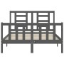 Double bed frame with gray solid wood headboard by vidaXL, Beds and slatted bases - Ref: Foro24-3192853, Price: 153,55 €, Dis...