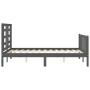 Double bed frame with gray solid wood headboard by vidaXL, Beds and slatted bases - Ref: Foro24-3192853, Price: 153,55 €, Dis...