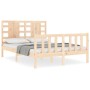 Double bed frame with solid wood headboard by vidaXL, Beds and slatted bases - Ref: Foro24-3192786, Price: 117,50 €, Discount: %