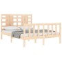 Double bed frame with solid wood headboard by vidaXL, Beds and slatted bases - Ref: Foro24-3192786, Price: 117,50 €, Discount: %