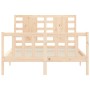 Double bed frame with solid wood headboard by vidaXL, Beds and slatted bases - Ref: Foro24-3192786, Price: 117,50 €, Discount: %