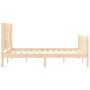 Double bed frame with solid wood headboard by vidaXL, Beds and slatted bases - Ref: Foro24-3192786, Price: 117,50 €, Discount: %