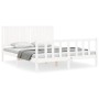 White solid wood bed frame with headboard 160x200 cm by vidaXL, Beds and slatted bases - Ref: Foro24-3192957, Price: 181,99 €...