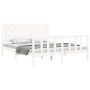 White solid wood bed frame with headboard 160x200 cm by vidaXL, Beds and slatted bases - Ref: Foro24-3192957, Price: 181,99 €...