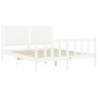 White solid wood bed frame with headboard 160x200 cm by vidaXL, Beds and slatted bases - Ref: Foro24-3192957, Price: 181,99 €...