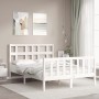 White solid wood bed frame with headboard 120x200 cm by vidaXL, Beds and slatted bases - Ref: Foro24-3193007, Price: 131,82 €...