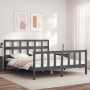 Gray solid wood bed frame with headboard 160x200 cm by vidaXL, Beds and slatted bases - Ref: Foro24-3193023, Price: 154,28 €,...