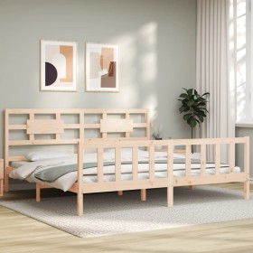 Estructura de cama con cabecero madera maciza 200x200 cm de vidaXL, Camas y somieres - Ref: Foro24-3192576, Precio: 142,99 €,...