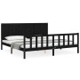 Bed frame with black solid wood headboard 200x200 cm by vidaXL, Beds and slatted bases - Ref: Foro24-3192645, Price: 221,54 €...