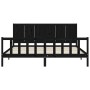 Bed frame with black solid wood headboard 200x200 cm by vidaXL, Beds and slatted bases - Ref: Foro24-3192645, Price: 221,54 €...