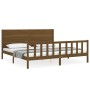 Estructura cama y cabecero madera maciza marrón miel 200x200 cm de vidaXL, Camas y somieres - Ref: Foro24-3192774, Precio: 18...