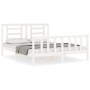 White solid wood bed frame with headboard 160x200 cm by vidaXL, Beds and slatted bases - Ref: Foro24-3192892, Price: 151,67 €...